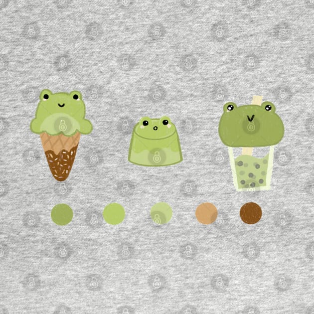 Kawaii frog themed sweets stickers by AikoAthena